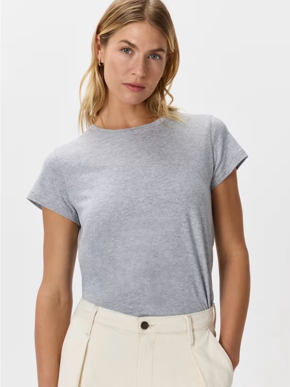 QUINCE Cotton Modal Crew Neck Swing Tee Grey T Shirt Women’s Large